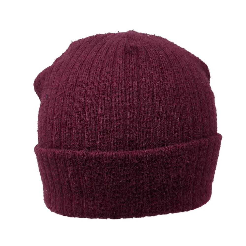 Time And Tru Beanie Hat Red One Size Stretchable Hand Knitted Blank